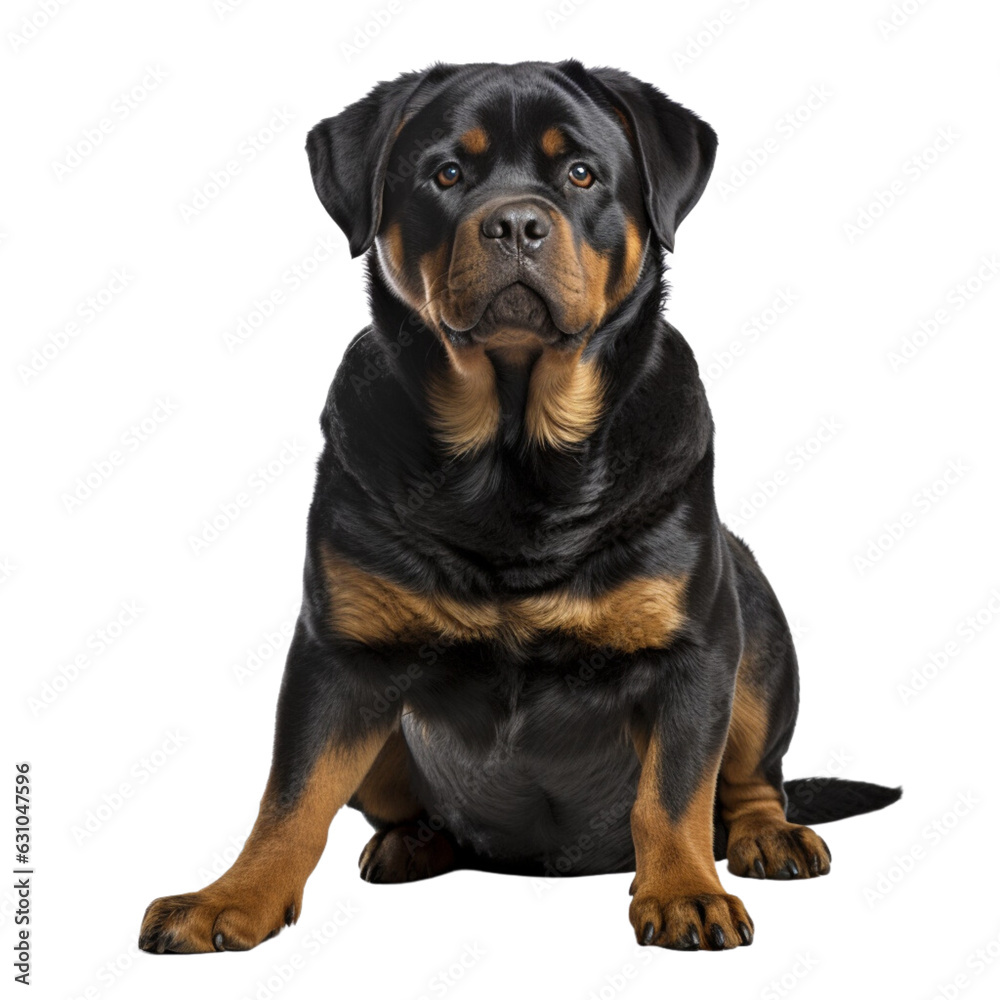 Cute rottweiler full body on white background