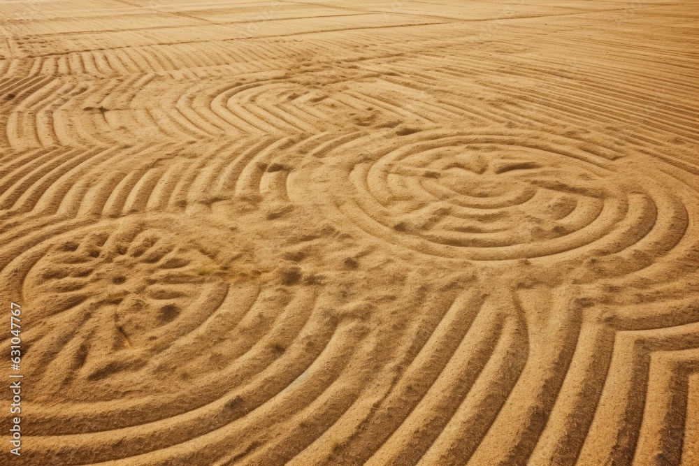 Naklejka premium Enigmatic crop circles texture background, intricate and puzzling crop formations, mysterious and unexplained surface, rare and enigmatic
