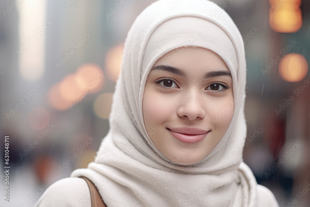 A woman wearing a headscarf, smiling brightly and posing for the camera Fictional Character Created By Generative AI. A woman wearing a headscarf, smiling brightly and posing for the camera Fictional Character Created By Generative AI.