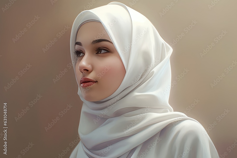 Stunning Muslim Woman with Haircover Fictional Character Created By Generative AI. Stunning Muslim Woman with Haircover Fictional Character Created By Generative AI.