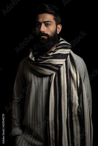 Mysterious Bearded Man with a scarf Fictional Character Created By Generative AI.