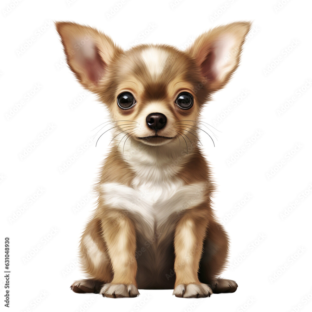 Cute chihuahua full body on white background