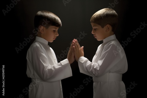 Boys Praying Together Fictional Character Created By Generative AI.