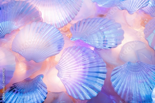 Iridescent seashell texture background, shimmering and opalescent shell surface, enchanting and otherworldly backdrop, rare and mesmerizing