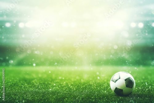 Soccer ball on the green grass. Promotional image. © paranoic_fb