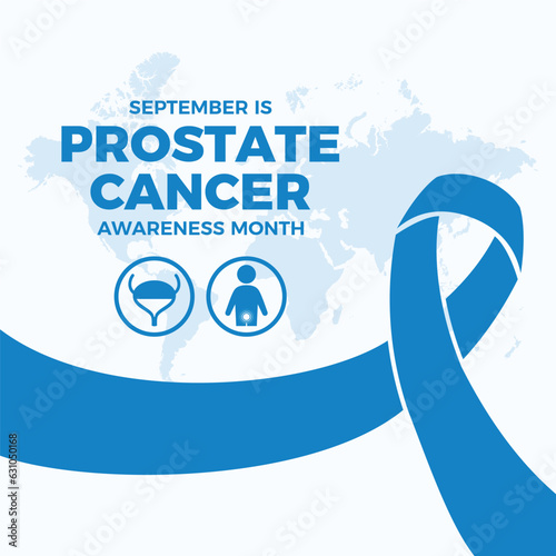 September is Prostate Cancer Awareness Month vector illustration. Blue awareness ribbon, bladder, prostate cancer icon set vector. Men's health symbol. Important day