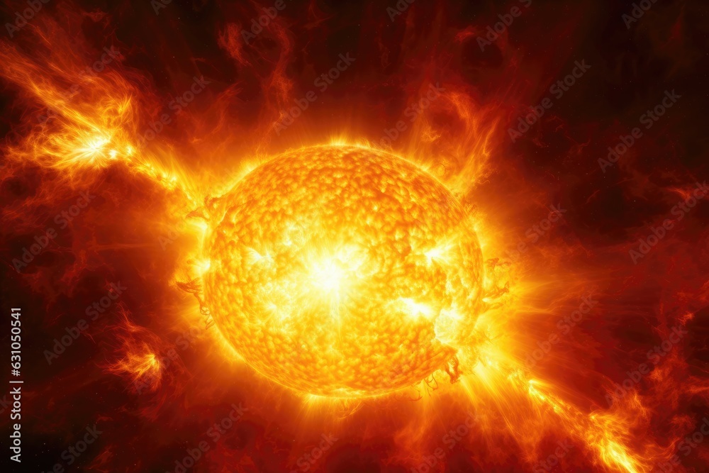 Fototapeta premium Solar flare texture background, intense and radiant solar bursts, cosmic and celestial surface, rare and cosmic