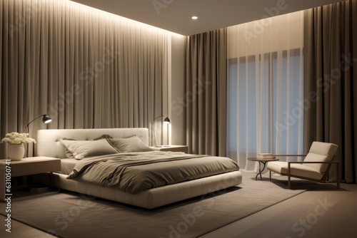 Modern residential bedroom. Generate AI