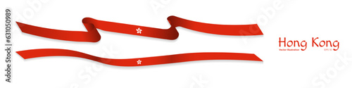 3d Rendered realistic Hongkong Flag Ribbons. Long HongKong Flag streamers. Vector Illustration. EPS 10.
