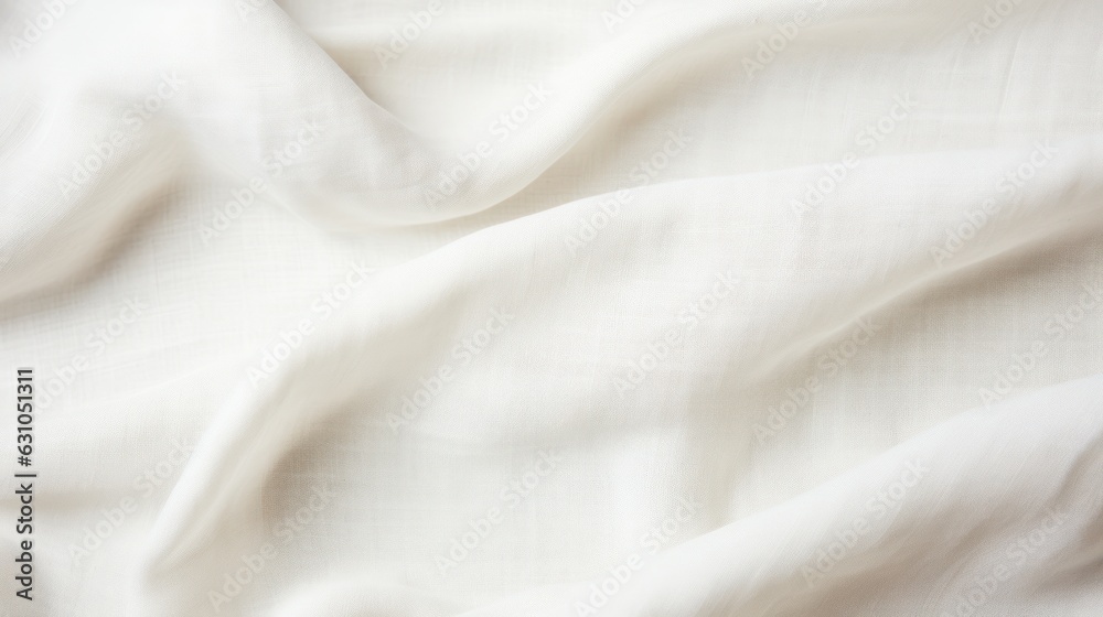 Fototapeta premium Close up of white hemp linen fabric, textile texture, background, generative AI