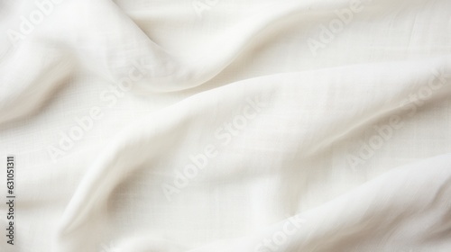 Close up of white hemp linen fabric, textile texture, background, generative AI