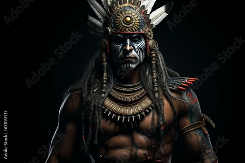 Native indian strong warrior. Generate Ai