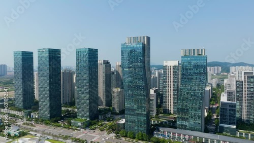 Orbiting a resedential building in Incheon South Korea photo