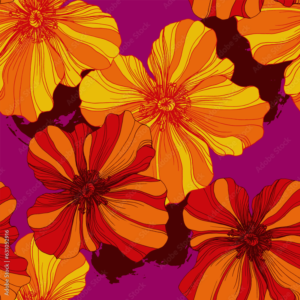 Poppy seamless pattern. Poppies on white background. Can be used for textile, wallpapers, prints and web design. Poppy seamless pattern. Poppies on white background. Can be used for textile, wallpapers, prints and web design.