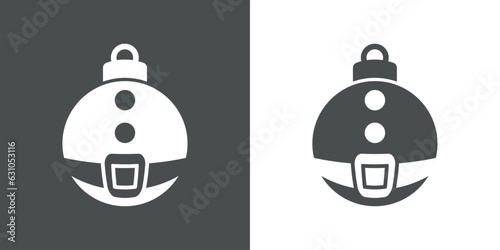 Tiempo de Navidad. Logo con traje de Papá Noel con forma de bola de navidad para su uso en invitaciones y felicitaciones