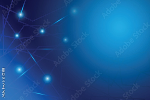 Abstract blue technology background with neon light on dark blue color and geometric line. Vector illustration.