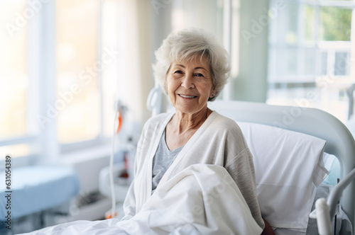 Ai generated image of senior woman on hospital bed