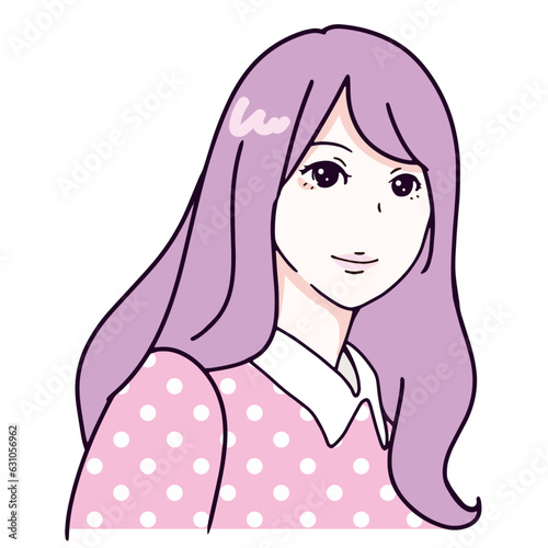 レトロポップで可愛い女子がほほ笑むイラスト