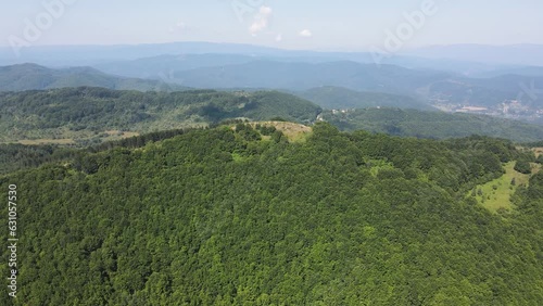 Aerial Summer Landscape of Erul mountain near Kamenititsa peak, Pernik Region, Bulgaria photo