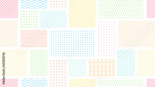 Stampa su tela カラフルな幾何学模様の正方形と長方形のパターン背景