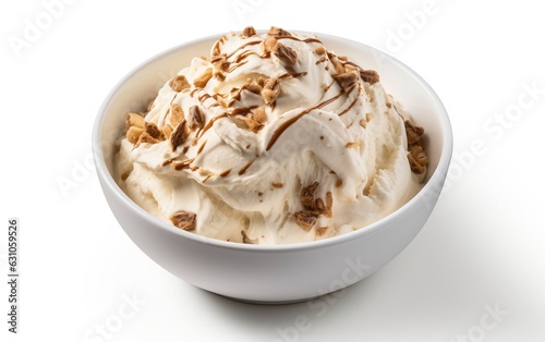 Top-View Ice Cream Bowl on White Background. Generative AI