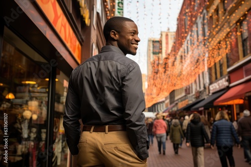 A man is walking down the street