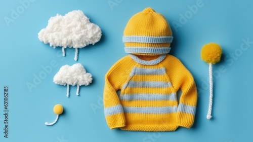 knitted baby toys and clothes, AI Generated