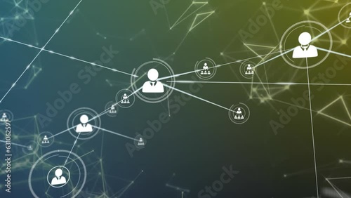 Wallpaper Mural Animation of network of connections and profile icons against green gradient background Torontodigital.ca