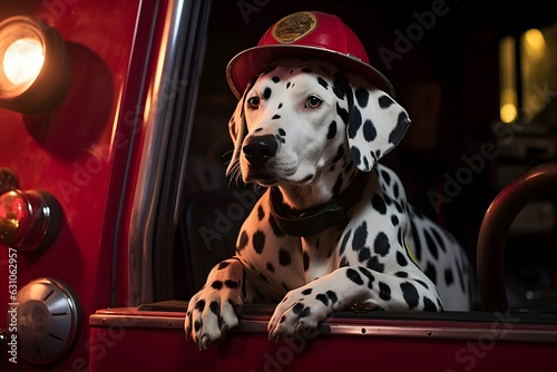 The Station's Best Friend: A Dalmatian Decked Out in Firefighter's Gear