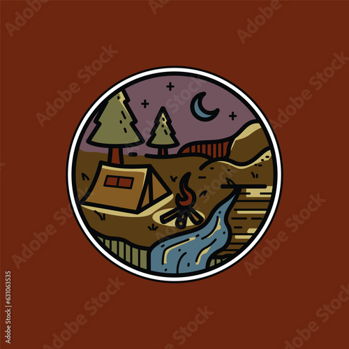 Campfire for adventure graphic illustration vector art t-shirt design