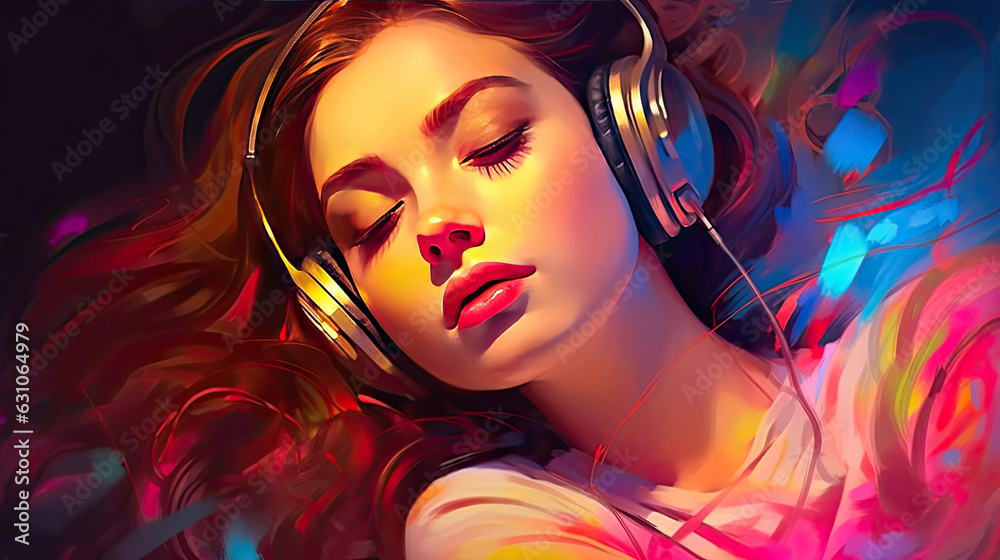 Captivating Girl Immersed in Music