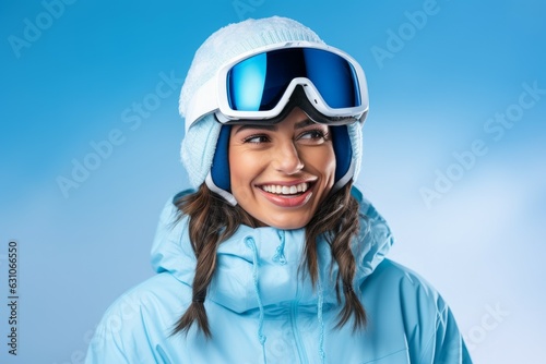 Snowboarder happy woman. Generate Ai © nsit0108