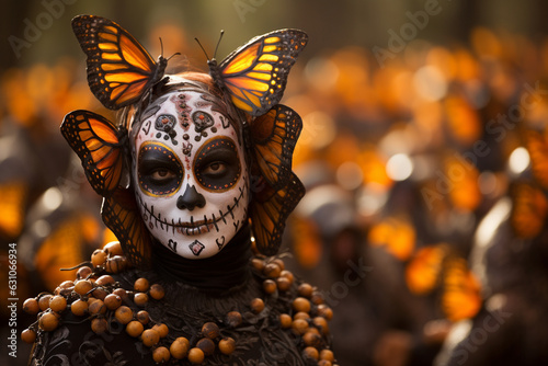 Monarch Butterflies at the Day of the Dead Generative AI