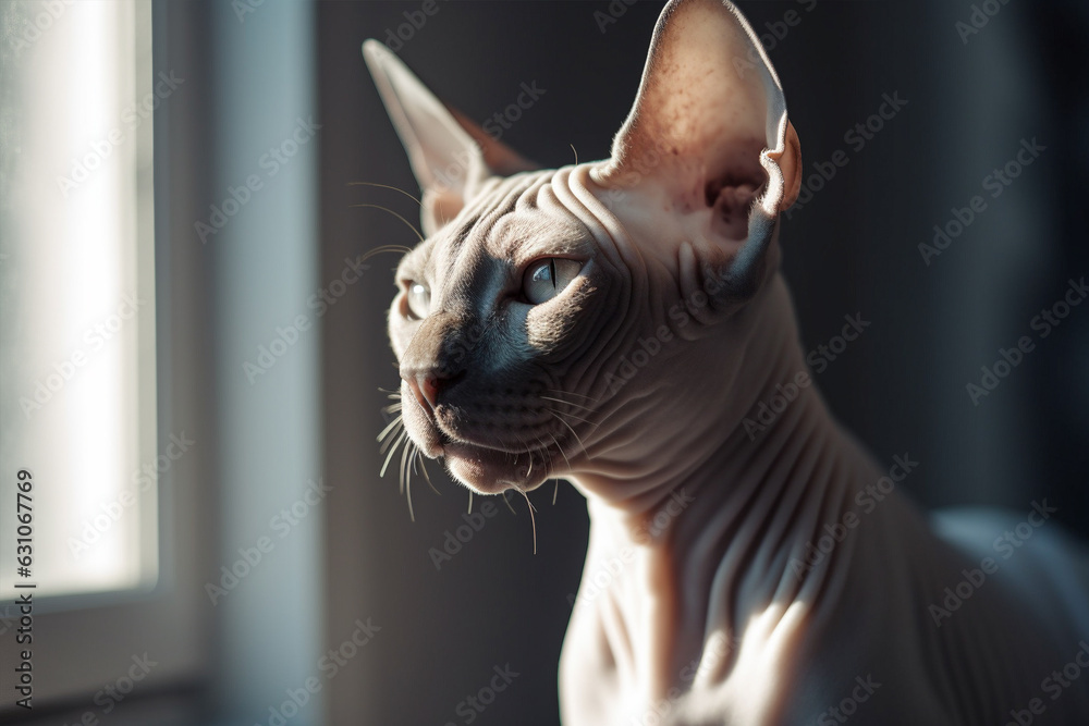 Portrait of hairless Sphynx cat