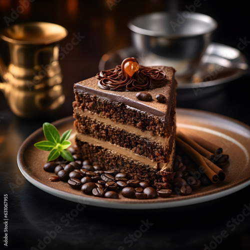 chocolate cake with coffee beans