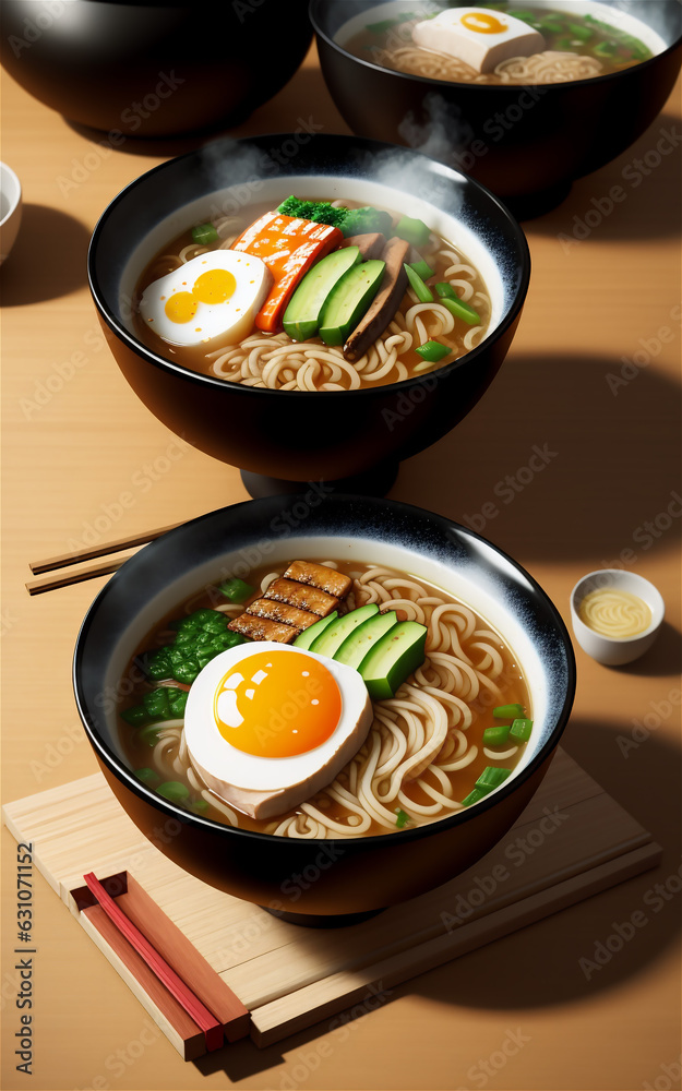 a bowl of Tsukimi (Moon Viewing) Udon on wooden background a bowl of Tsukimi (Moon Viewing) Udon on wooden background