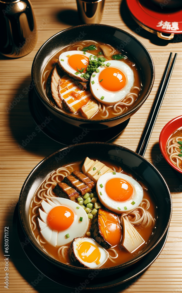 a bowl of Tsukimi (Moon Viewing) Udon on wooden background a bowl of Tsukimi (Moon Viewing) Udon on wooden background
