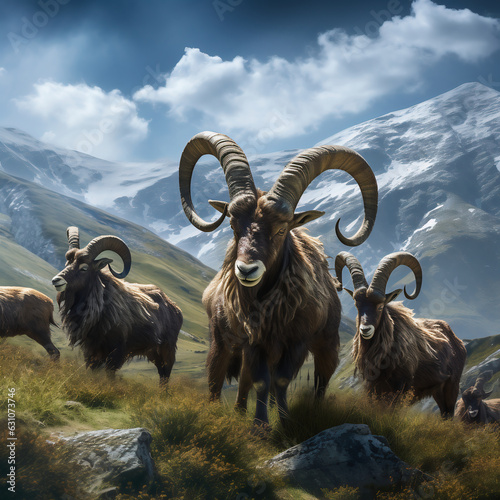 Herd of Ibex in the Karakoram Mountain Range - Generated by AI