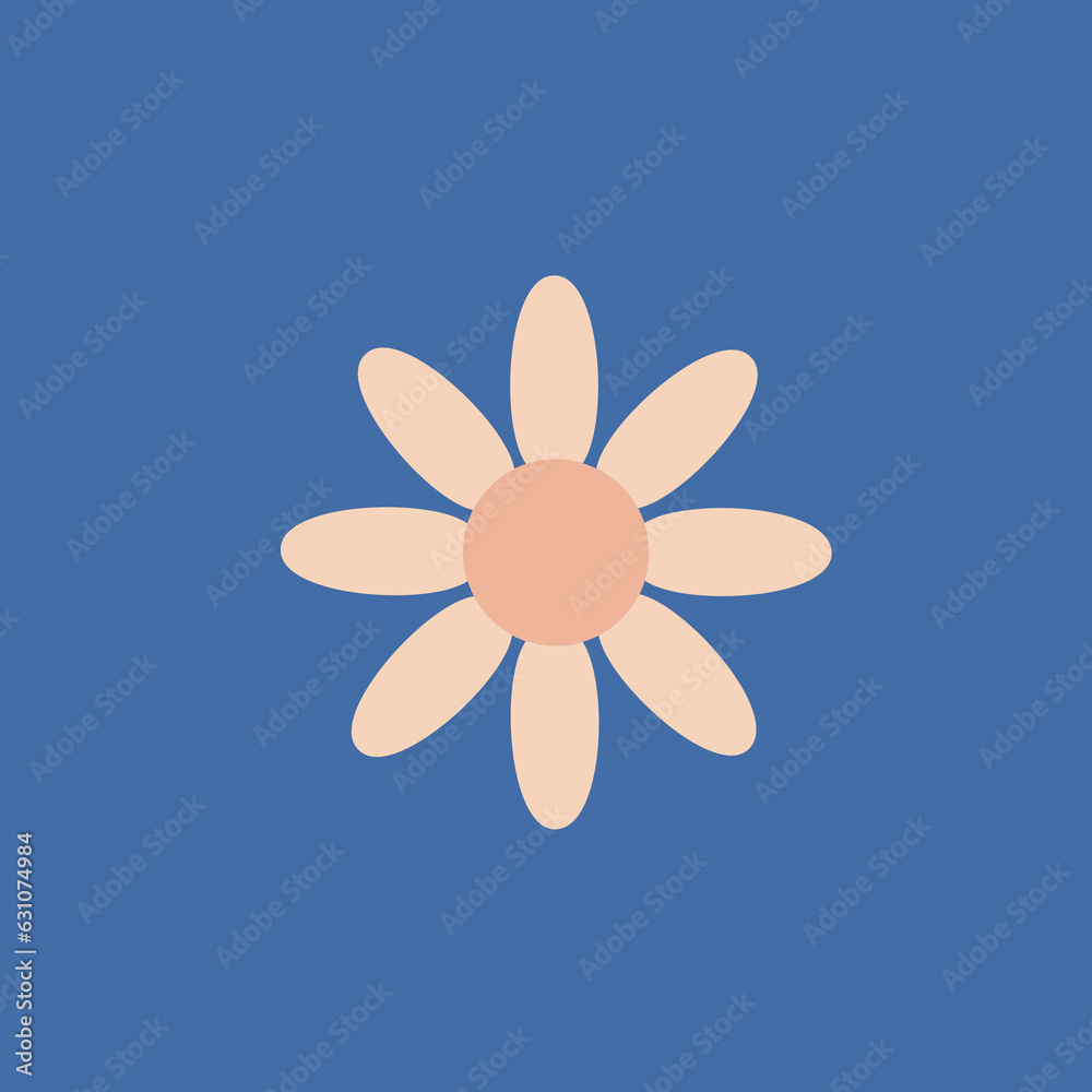 funny groovy playful flower in 60s style funny groovy playful flower in 60s style