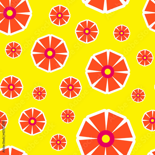 Y2K floral pattern. Funny funky retro flowers background