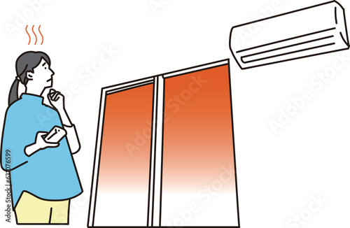 エアコンの故障に悩む女性