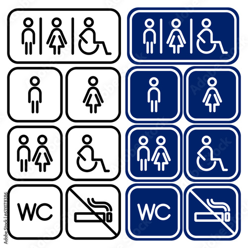 Universal Vector Toilet Outline Icons Set