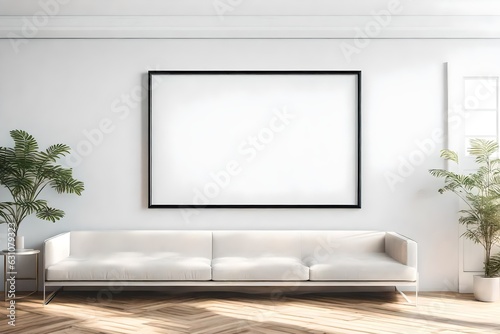 modern living room with stylish sofa and blank bock-up ai generated 