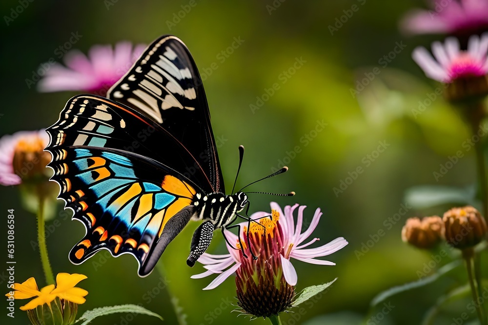 butterfly on flower in garden ai generated 