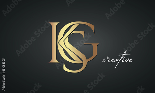 luxury letters KSG golden logo icon premium monogram, creative royal logo design	 photo