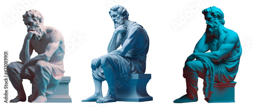 Thinking Man, Stoic Philosopher Greek Roman Statue Classic to Modern, Modern Renaissance Digital Concept Render Isolated Template