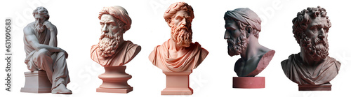 Modern Thinking Man, Greek Stoic Philosopher Statues, Modern Renaissance Digital Concept Render Isolated Template