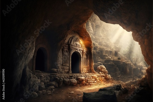 Old cave interior, cave of jesus's tomb