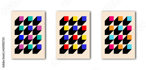 Set de carteles geométricos estilo bauhaus, posters para decoracion de pared, libro, portada, revista,