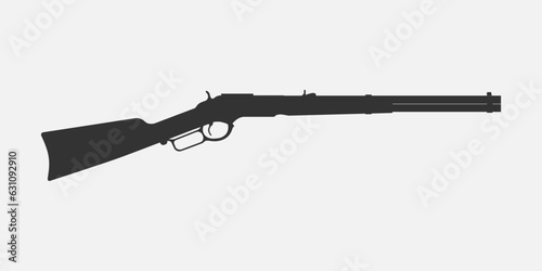 Rifle graphic icon. Winchester sign isolated on white background. Symbol vintage weapon. Vector illustration 
